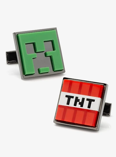 Minecraft Creeper and TNT Gunmetal Cufflinks