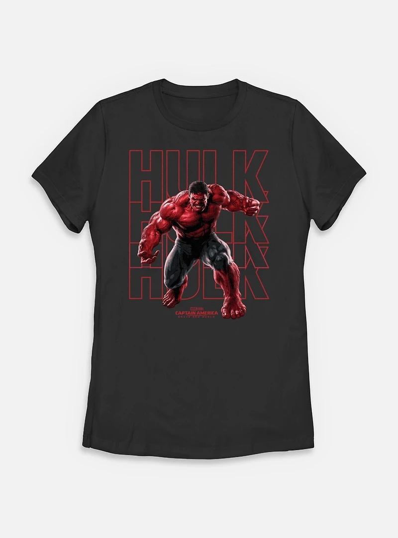 Captain America: Brave New World Red Hulk Text Stack Womens T-Shirt