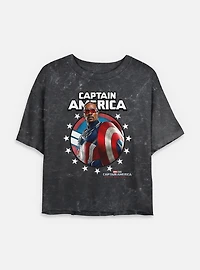 Captain America: Brave New World Portrait Mineral Wash Womens Crop T-Shirt