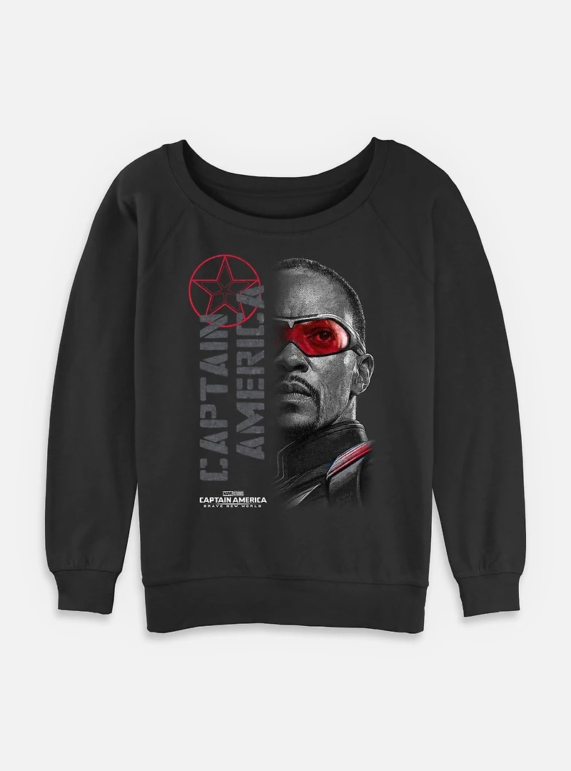 Captain America: Brave New World Red Lens Flare Garment Dye Womens Slouchy Sweatshirt