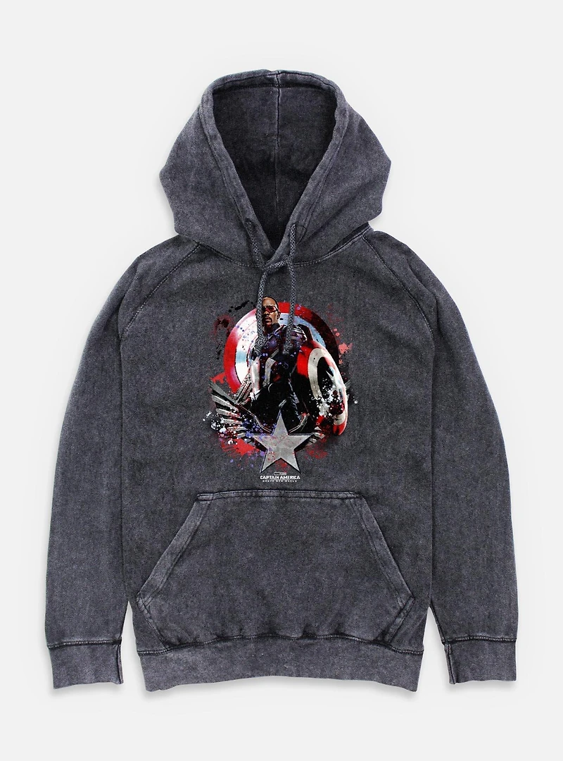 Captain America: Brave New World Paint Splatter Shield Mineral Wash Hoodie