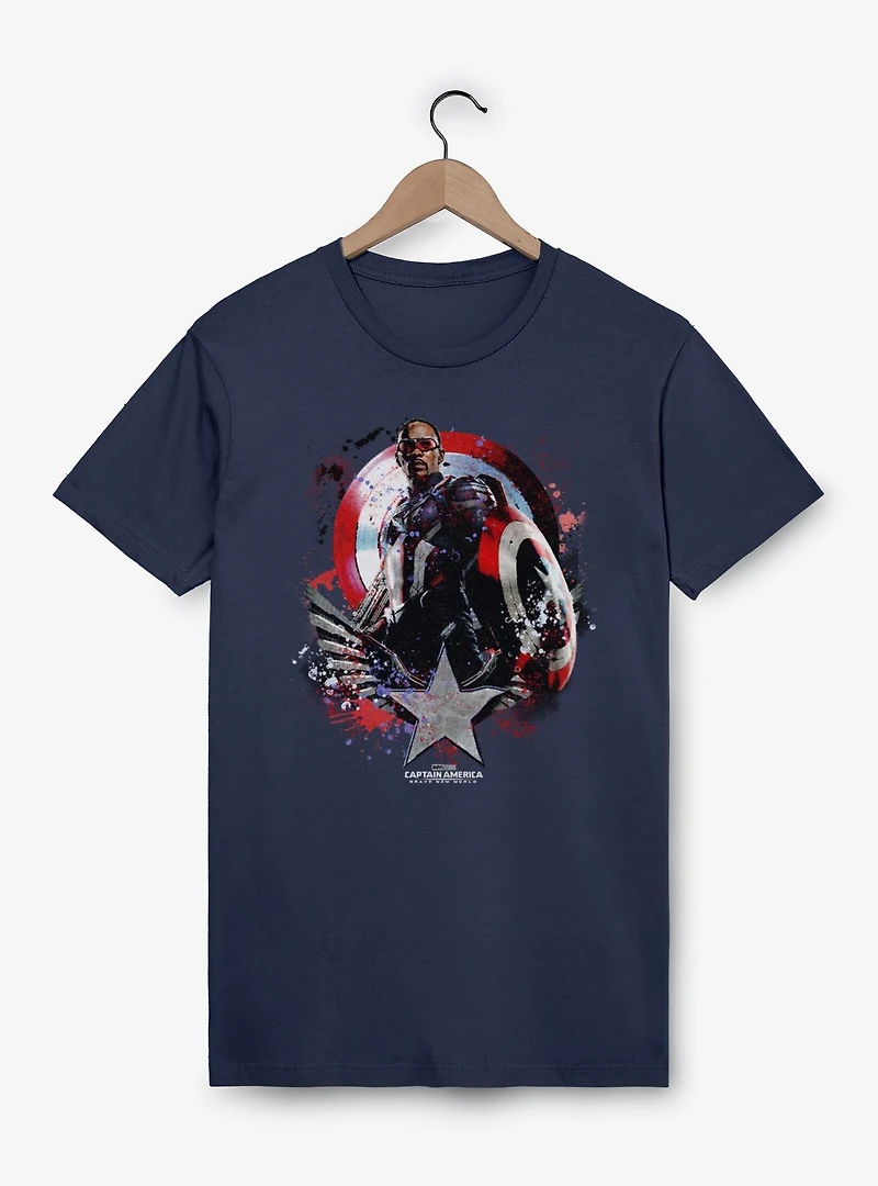 Captain America: Brave New World Paint Splatter Shield Garment Dye T-Shirt