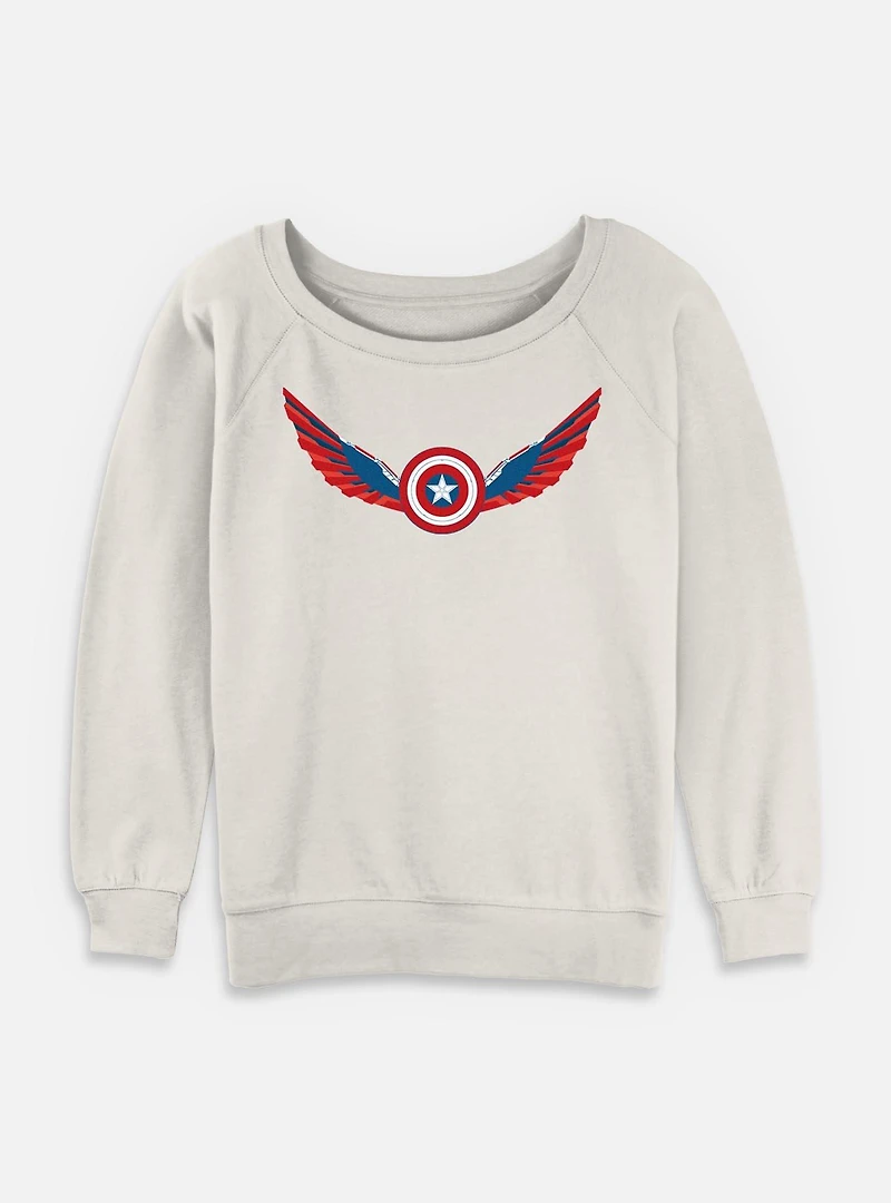 Captain America: Brave New World Wings Shield Falcon Womens Slouchy Sweatshirt
