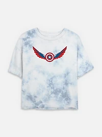 Captain America: Brave New World Wings Shield Falcon Tie Dye Crop Womens T-Shirt