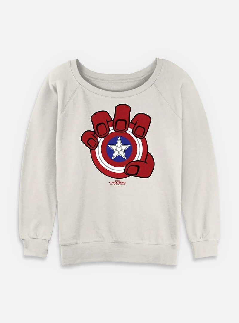Captain America: Brave New World Red Hulk Hand And Shield Womens Slouchy Sweatshirt