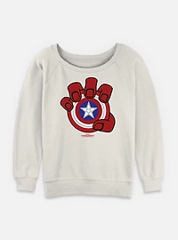 Captain America: Brave New World Red Hulk Hand And Shield Womens Slouchy Sweatshirt