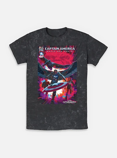 Captain America: Brave New World America And Falcon Comic Cover Mineral Wash T-Shirt