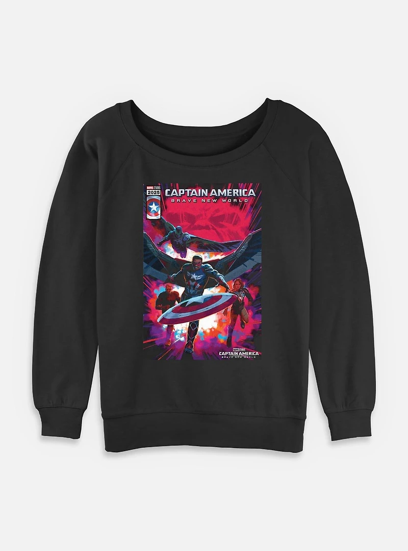 Captain America: Brave New World America And Falcon Comic Cover Womens Slouchy Sweatshirt