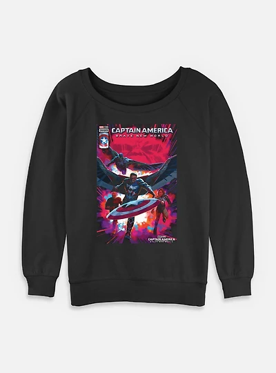 Captain America: Brave New World America And Falcon Comic Cover Womens Slouchy Sweatshirt