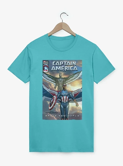 Captain America: Brave New World Falcon Team Up Comic Cover Garment Dye T-Shirt