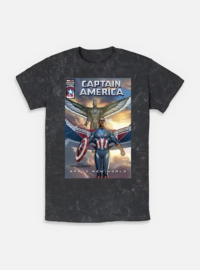 Captain America: Brave New World Falcon Team Up Comic Cover Mineral Wash T-Shirt