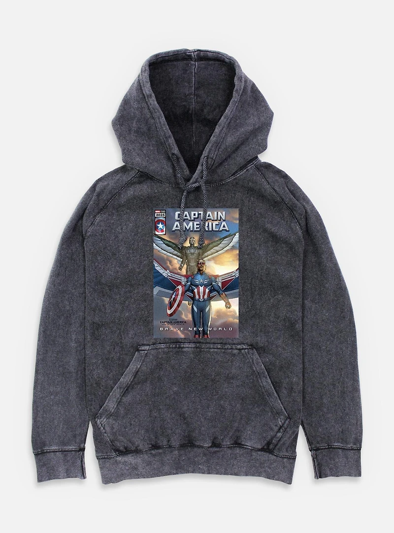 Captain America: Brave New World Falcon Team Up Comic Cover Mineral Wash Hoodie