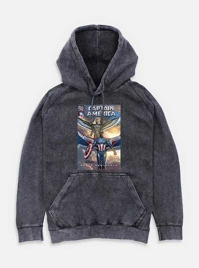 Captain America: Brave New World Falcon Team Up Comic Cover Mineral Wash Hoodie