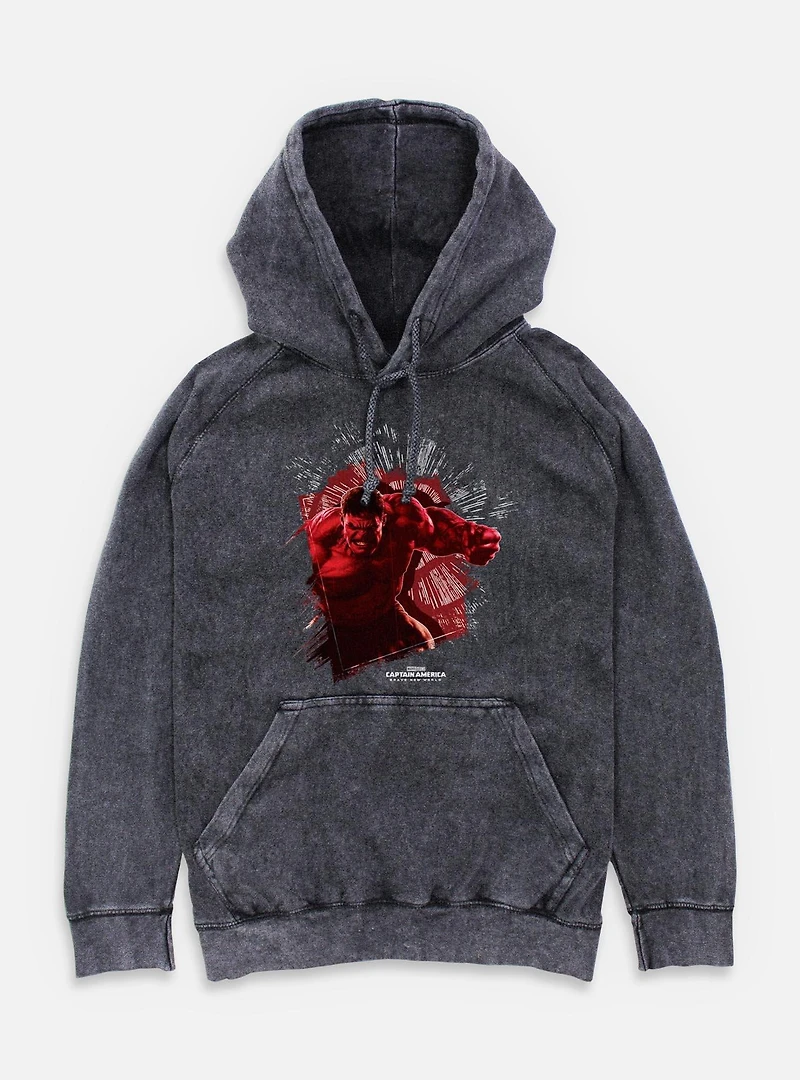Captain America: Brave New World Red Hulk Punch Through Mineral Wash Hoodie