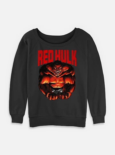 Marvel Red Hulk Womens Slouchy Sweatshirt