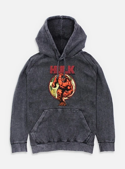 Marvel Red Hulk Run Mineral Wash Hoodie