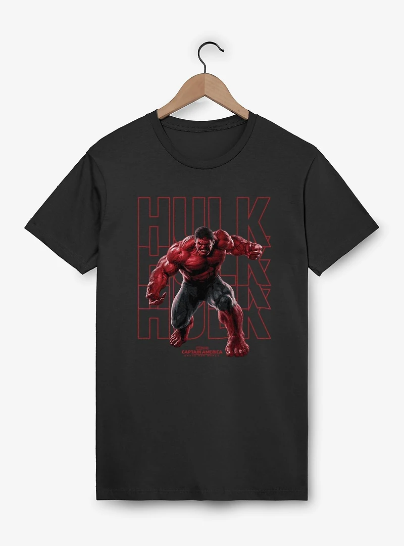 Captain America: Brave New World Red Hulk Text Stack T-Shirt