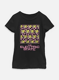 The Electric State Kid Cosmo Checkered Pattern Youth Girls T-Shirt