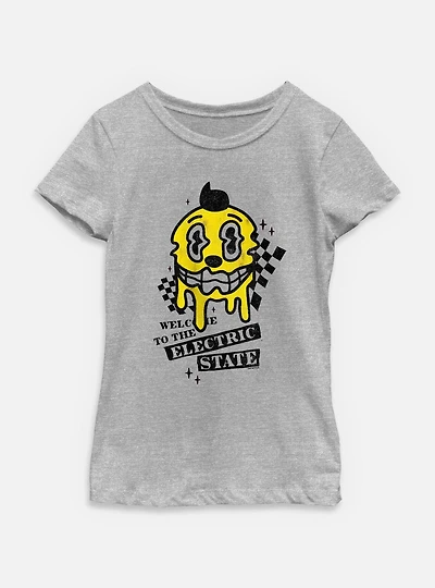 The Electric State Kid Cosmo Checkered Drip Youth Girls T-Shirt