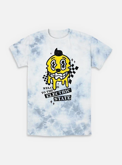 The Electric State Kid Cosmo Checkered Drip Tie-Dye T-Shirt