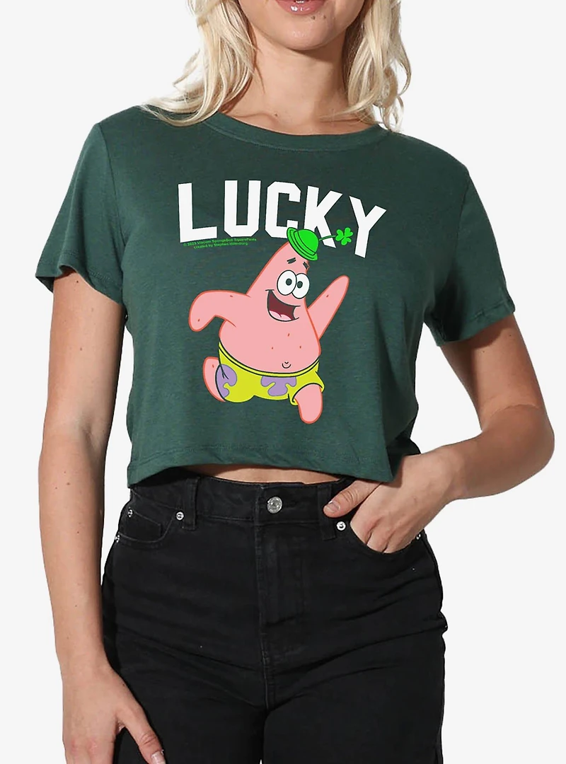 SpongeBob SquarePants Patrick Star "Lucky" Clover Premium Triblend Women's Crop Top