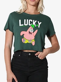 SpongeBob SquarePants Patrick Star "Lucky" Clover Premium Triblend Women's Crop Top