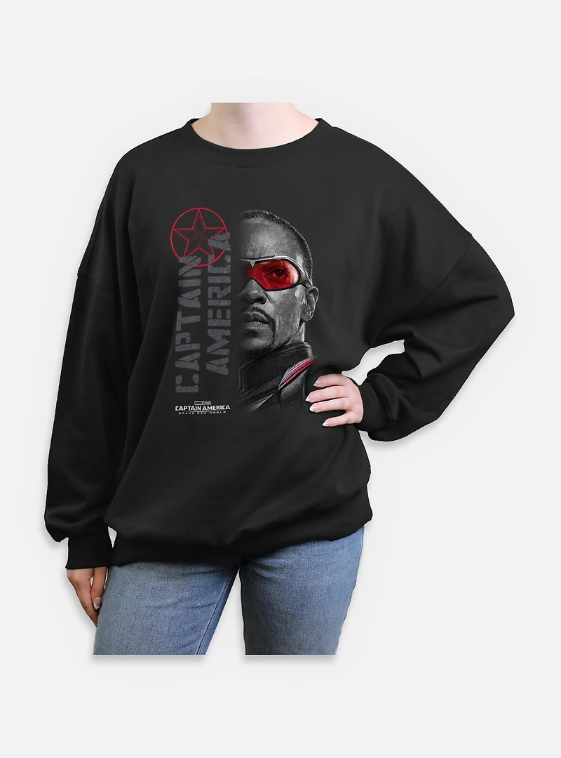 Captain America: Brave New World Red Lens Flare Garment Dye Womens Oversized Sweatshirt