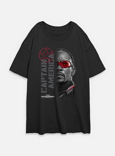 Captain America: Brave New World Red Lens Flare Garment Dye Womens Oversized T-Shirt