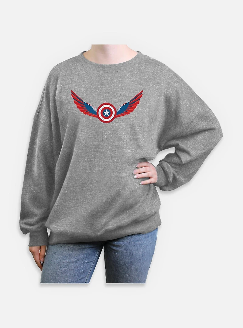 Captain America: Brave New World Wings Shield Falcon Womens Oversized Sweatshirt