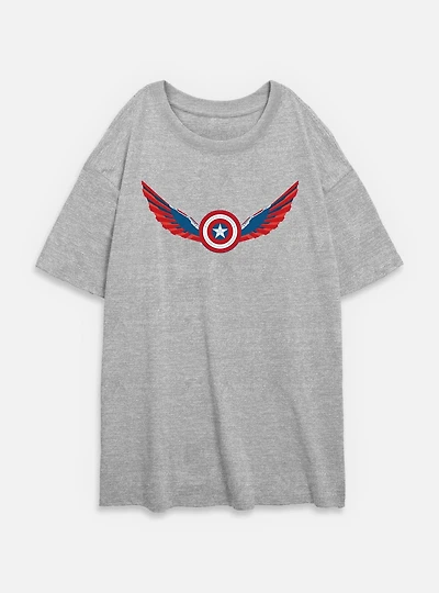 Captain America: Brave New World Wings Shield Falcon Womens Oversized T-Shirt