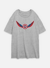 Captain America: Brave New World Wings Shield Falcon Womens Oversized T-Shirt