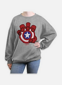 Captain America: Brave New World Red Hulk Hand And Shield Womens Oversized Sweatshirt