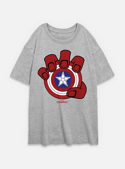Captain America: Brave New World Red Hulk Hand And Shield Womens Oversized T-Shirt