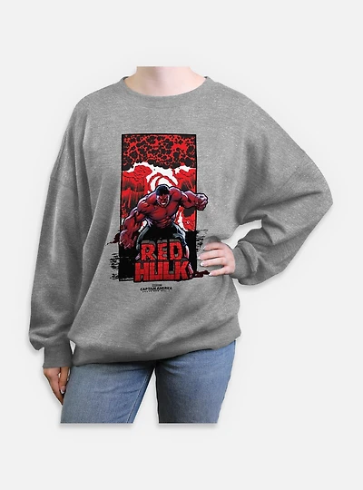 Captain America: Brave New World Red Hulk Bomb Womens Oversized Sweatshirt