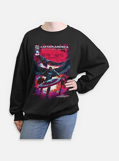 Captain America: Brave New World America And Falcon Comic Cover Womens Oversized Sweatshirt