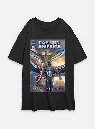 Captain America: Brave New World Falcon Team Up Comic Cover Womens Oversized T-Shirt