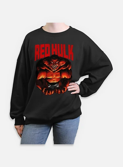 Marvel Red Hulk Womens Oversized Sweatshirt