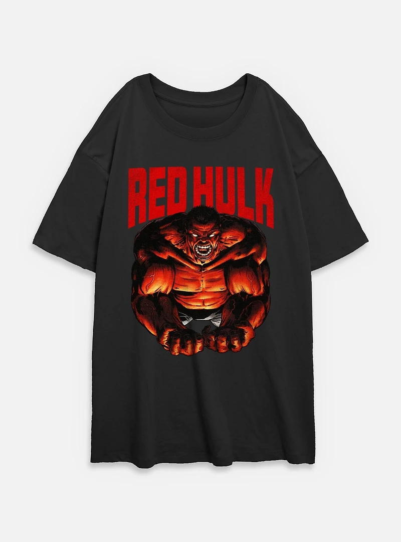 Marvel Red Hulk Womens Oversized T-Shirt