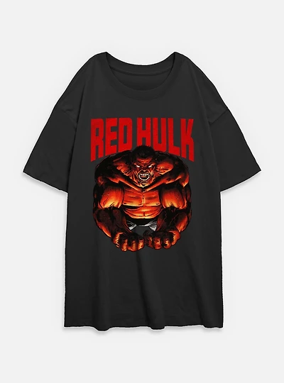 Marvel Red Hulk Womens Oversized T-Shirt