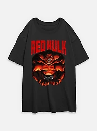 Marvel Red Hulk Womens Oversized T-Shirt
