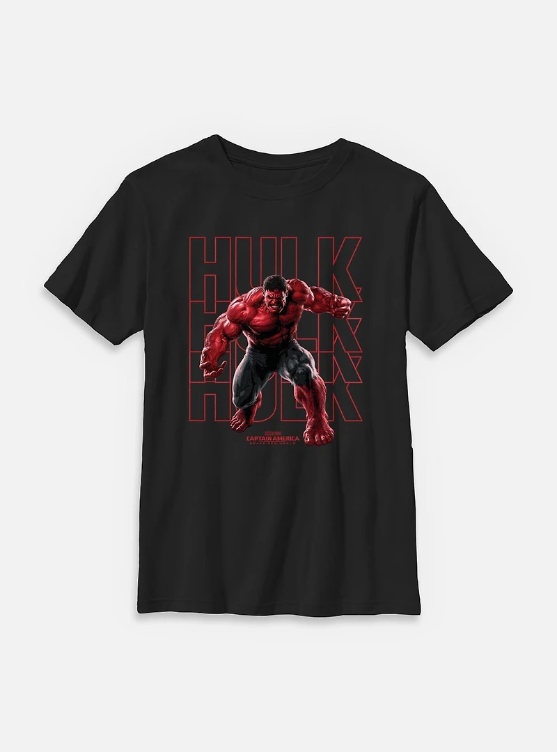 Captain America: Brave New World Red Hulk Text Stack Youth T-Shirt