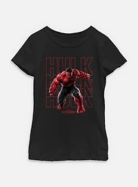 Captain America: Brave New World Red Hulk Text Stack Youth Girls T-Shirt
