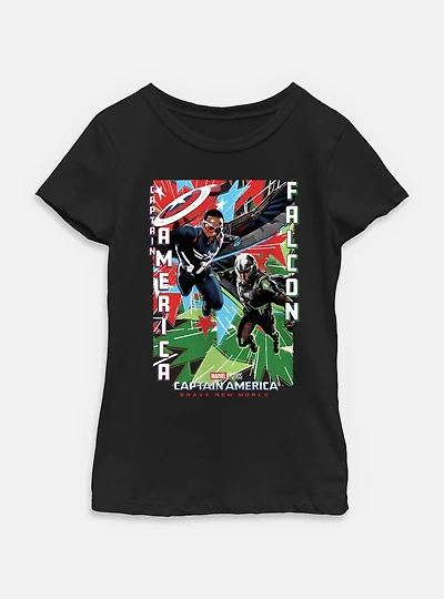 Captain America: Brave New World America And Falcon Youth Girls T-Shirt