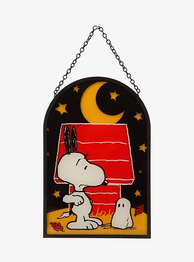 Peanuts Snoopy Halloween Doghouse Stained Glass Wall Art — BoxLunch Exclusive