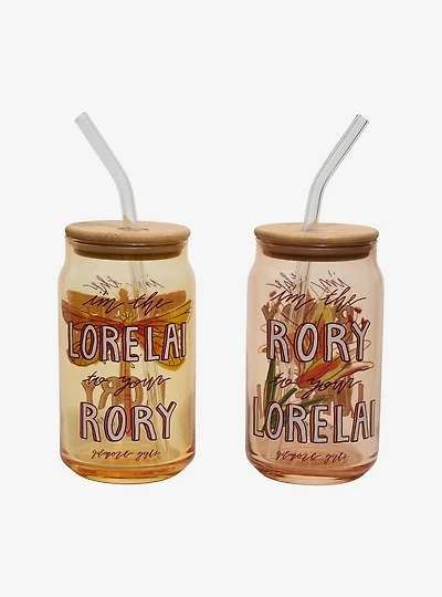 Gilmore Girls Lorelai & Rory Glass Cup with Straw Set - BoxLunch Exclusive