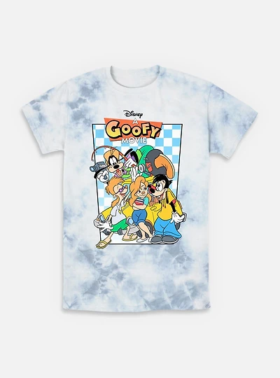 Disney Goofy Group Checkered Pattern Tie-Dye T-Shirt