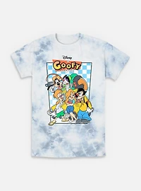 Disney Goofy Group Checkered Pattern Tie-Dye T-Shirt