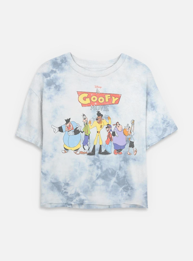 Disney Goofy Group Squad Tie Dye Crop Womens T-Shirt