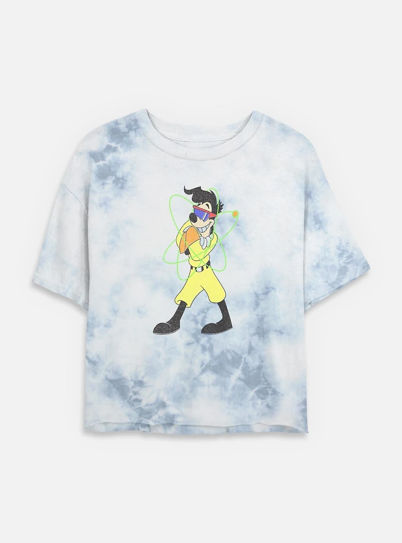 Disney Goofy Powerline Style Tie Dye Crop Womens T-Shirt
