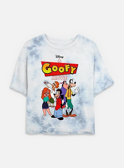 Disney Goofy Logo Group Tie Dye Crop Womens T-Shirt